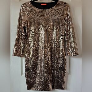 Banjul Gold Sequin Long Sleeve Dress